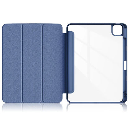 For iPad Pro 11 (2024) Case PU Leather Tri-Fold Stand Tablet Cover Clear Back Auto Wake / Sleep