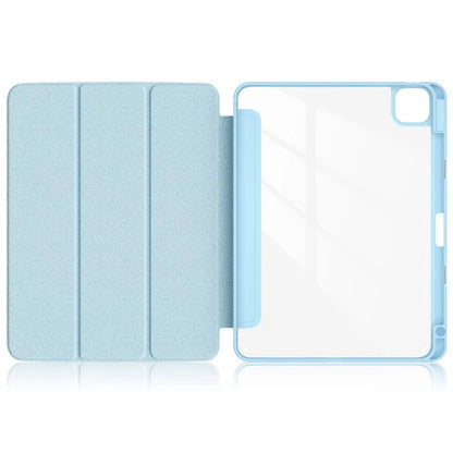 For iPad Pro 11 (2024) Case PU Leather Tri-Fold Stand Tablet Cover Clear Back Auto Wake / Sleep