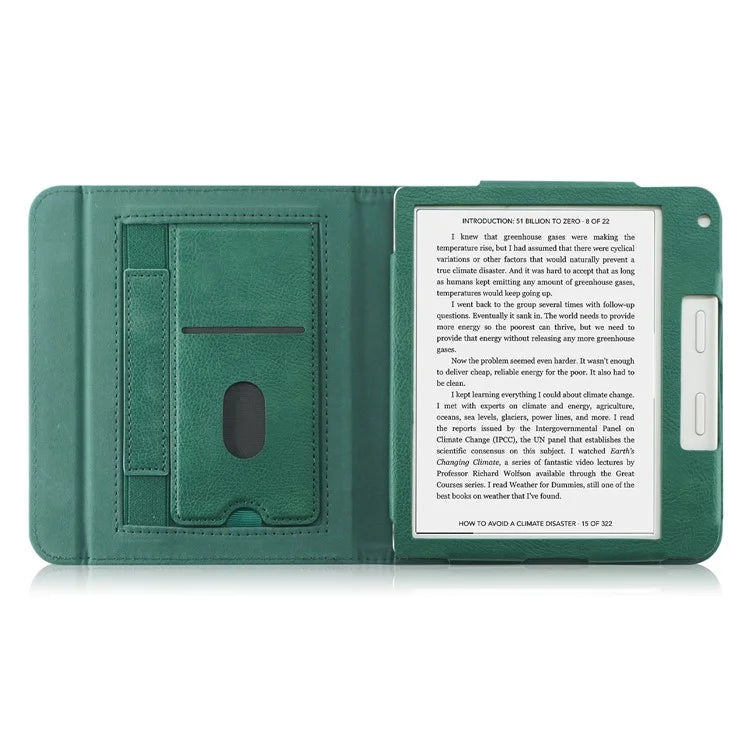For Kobo Libra 2 / Libra Colour Case PU Leather E-Reader Protective Cover Auto Sleep / Wakeish Green