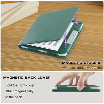 For Kobo Libra 2 / Libra Colour Case PU Leather E-Reader Protective Cover Auto Sleep / Wakeish Green