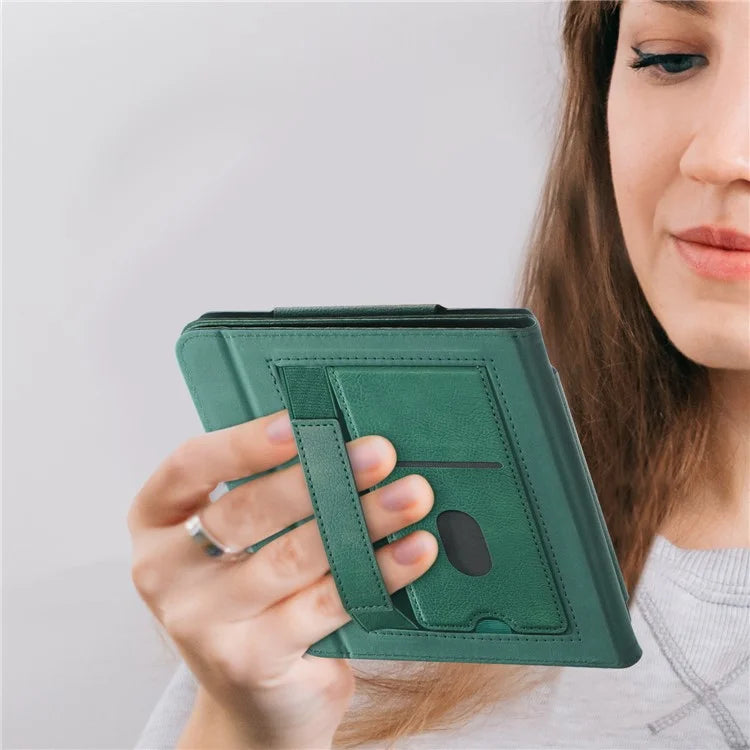 For Kobo Libra 2 / Libra Colour Case PU Leather E-Reader Protective Cover Auto Sleep / Wakeish Green