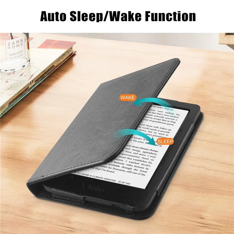 For Kobo Clara Colour / Clara 2E Case Card Slots Stand Hand Strap PU Leather E-Reader Cover