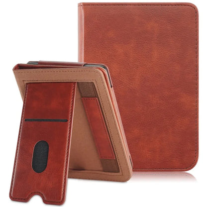 For Kobo Clara Colour / Clara 2E Case Card Slots Stand Hand Strap PU Leather E-Reader Cover