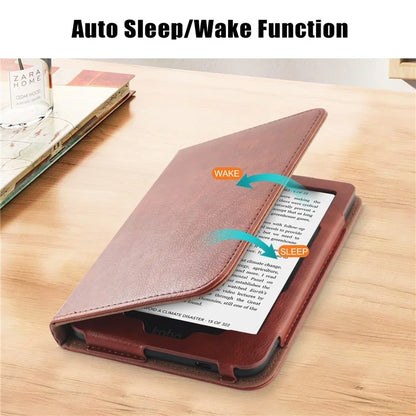 For Kobo Clara Colour / Clara 2E Case Card Slots Stand Hand Strap PU Leather E-Reader Cover