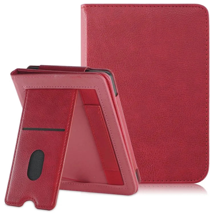 For Kobo Clara Colour / Clara 2E Case Card Slots Stand Hand Strap PU Leather E-Reader Cover