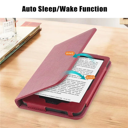 For Kobo Clara Colour / Clara 2E Case Card Slots Stand Hand Strap PU Leather E-Reader Cover