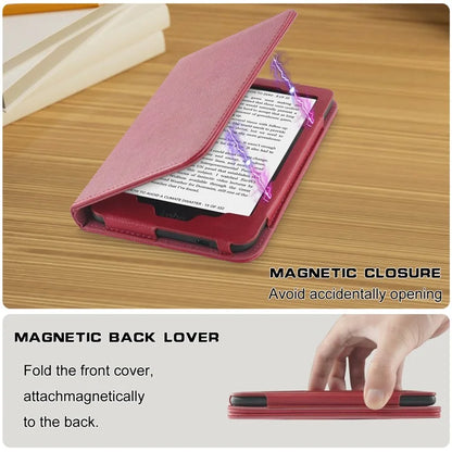 For Kobo Clara Colour / Clara 2E Case Card Slots Stand Hand Strap PU Leather E-Reader Cover