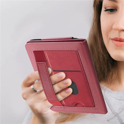 For Kobo Clara Colour / Clara 2E Case Card Slots Stand Hand Strap PU Leather E-Reader Cover