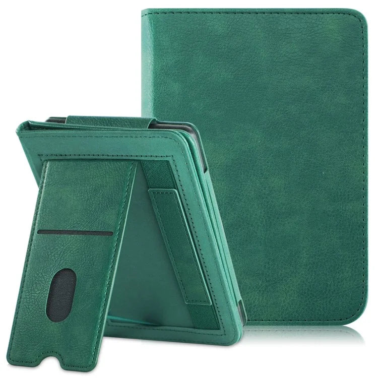 For Kobo Clara Colour / Clara 2E Case Card Slots Stand Hand Strap PU Leather E-Reader Cover