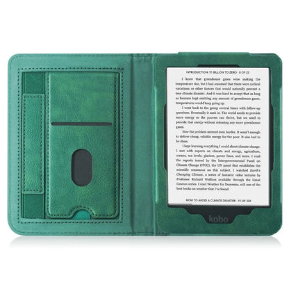 For Kobo Clara Colour / Clara 2E Case Card Slots Stand Hand Strap PU Leather E-Reader Cover