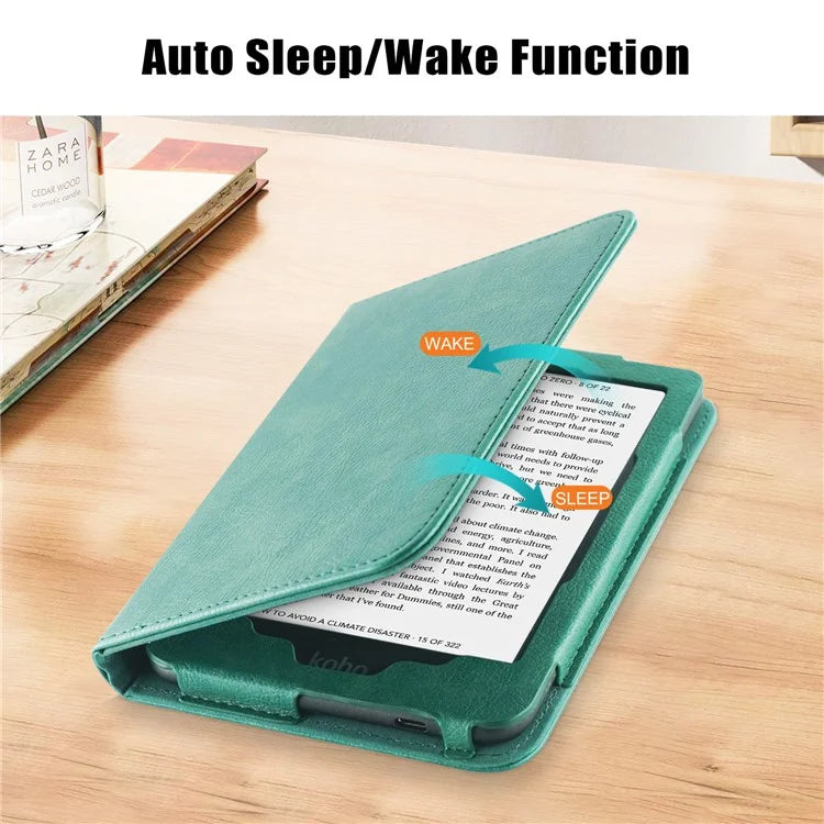 For Kobo Clara Colour / Clara 2E Case Card Slots Stand Hand Strap PU Leather E-Reader Cover