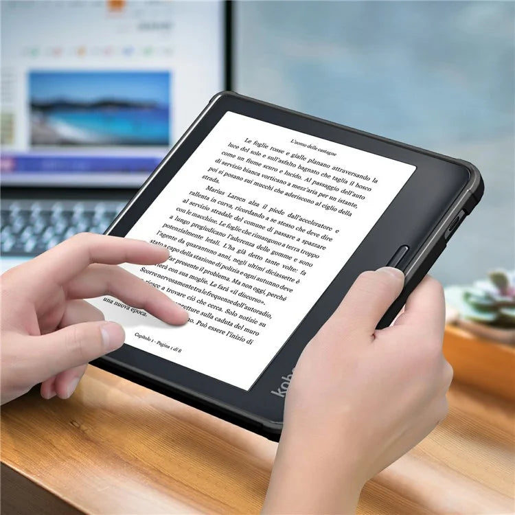 For Kobo Libra Colour / Libra 2 Case PU Leather Protective E-reader Cover Origami Standish Green