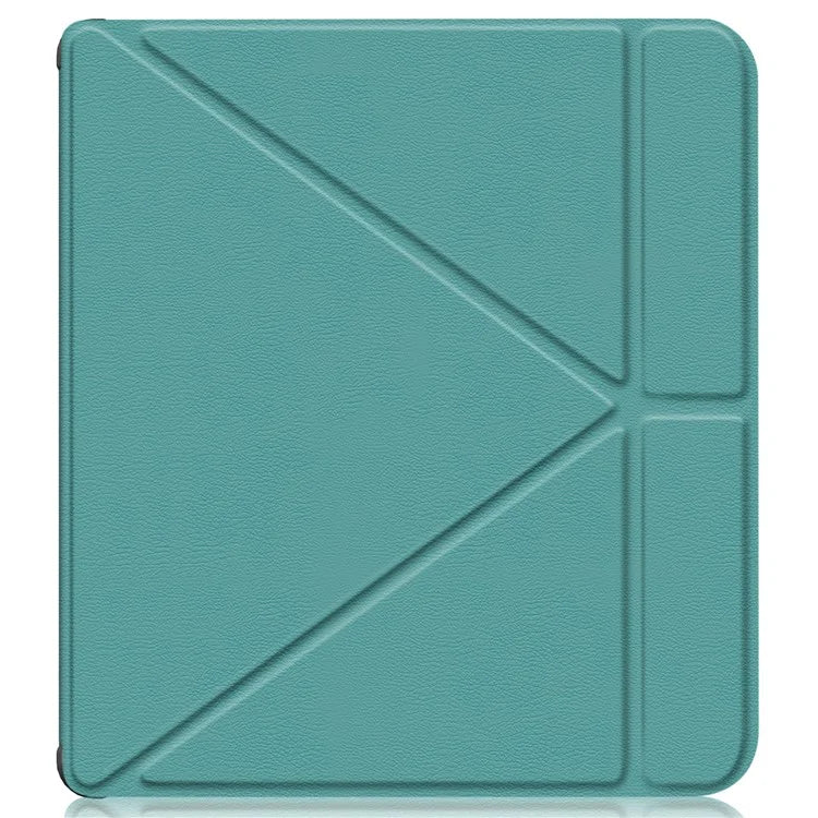For Kobo Libra Colour / Libra 2 Case PU Leather Protective E-reader Cover Origami Standish Green