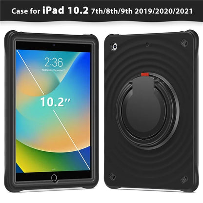For iPad 10.2 (2021) / (2020) / (2019) Case Rotatable Hand Grip Kickstand PC+Silicone+TPU Tablet Cover