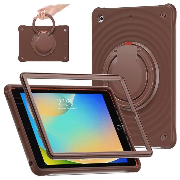 For iPad 10.2 (2021) / (2020) / (2019) Case Rotatable Hand Grip Kickstand PC+Silicone+TPU Tablet Cover