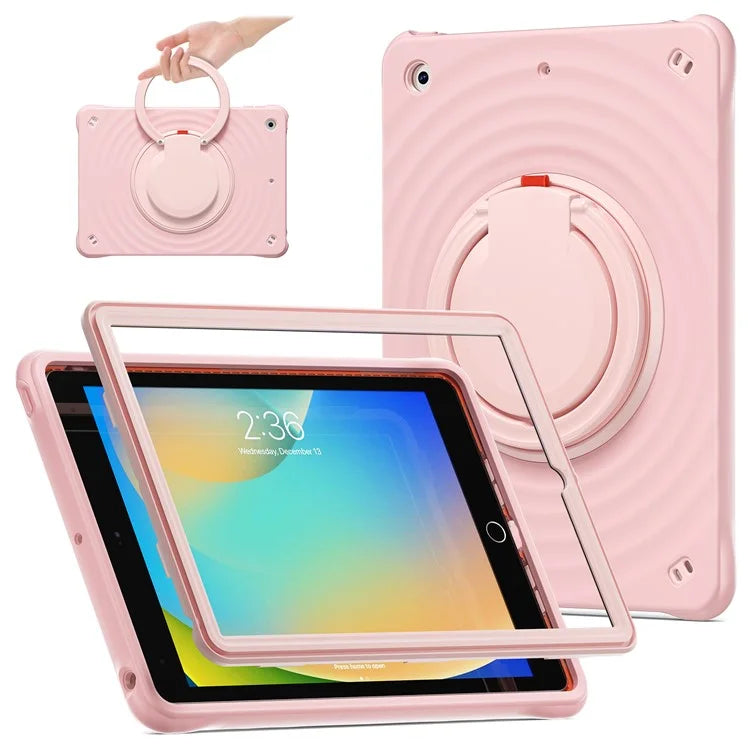 For iPad 10.2 (2021) / (2020) / (2019) Case Rotatable Hand Grip Kickstand PC+Silicone+TPU Tablet Cover