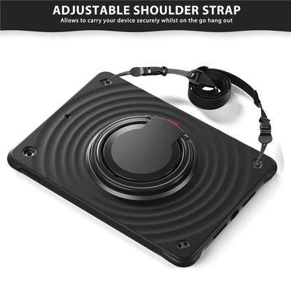 For iPad 10.2 (2021) / (2020) / (2019) Case with Shoulder Strap Kickstand PC+Silicone+TPU Tablet Cover