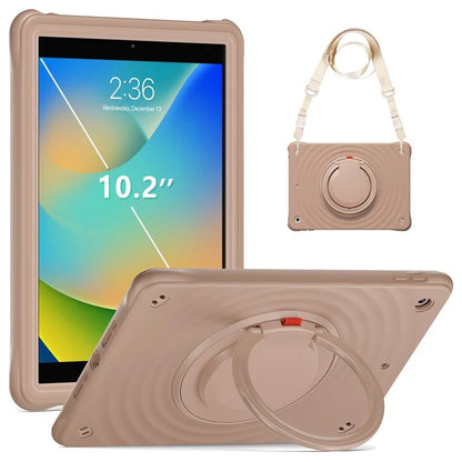 For iPad 10.2 (2021) / (2020) / (2019) Case with Shoulder Strap Kickstand PC+Silicone+TPU Tablet Cover