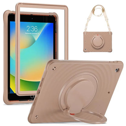 For iPad 10.2 (2021) / (2020) / (2019) Case with Shoulder Strap Kickstand PC+Silicone+TPU Tablet Cover