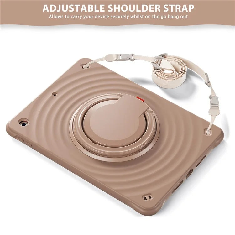 For iPad 10.2 (2021) / (2020) / (2019) Case with Shoulder Strap Kickstand PC+Silicone+TPU Tablet Cover