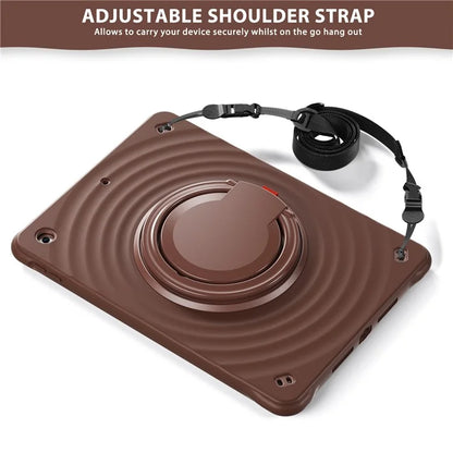 For iPad 10.2 (2021) / (2020) / (2019) Case with Shoulder Strap Kickstand PC+Silicone+TPU Tablet Cover