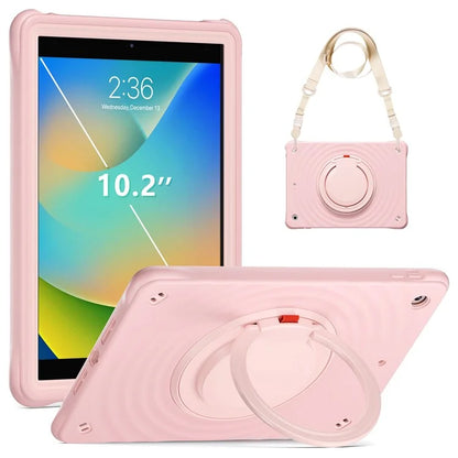 For iPad 10.2 (2021) / (2020) / (2019) Case with Shoulder Strap Kickstand PC+Silicone+TPU Tablet Cover