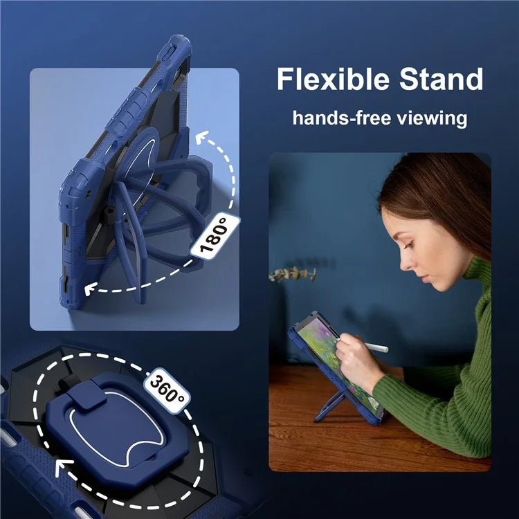 C3 for iPad Air 13 (2024) Case with Shoulder Strap Silicone+PC Kickstand Tablet Cover