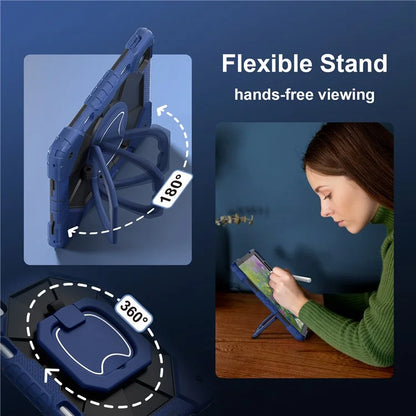 C3 for iPad Air 13 (2024) Case with Shoulder Strap Silicone+PC Kickstand Tablet Cover