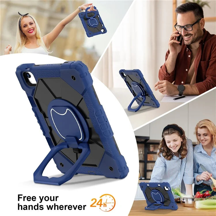 C3 for iPad Air 13 (2024) Case with Shoulder Strap Silicone+PC Kickstand Tablet Cover