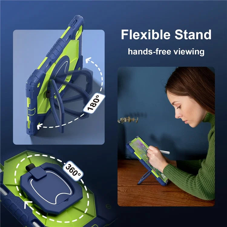 C3 for iPad Air 13 (2024) Case with Shoulder Strap Silicone+PC Kickstand Tablet Cover