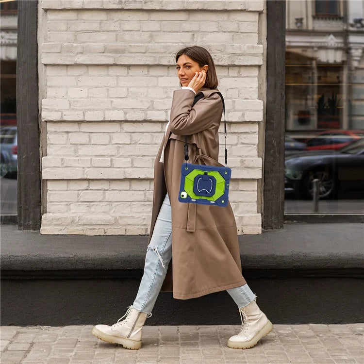 C3 for iPad Air 13 (2024) Case with Shoulder Strap Silicone+PC Kickstand Tablet Cover