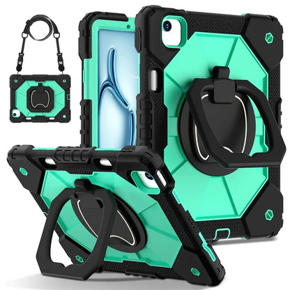 C3 for iPad Air 13 (2024) Case with Shoulder Strap Silicone+PC Kickstand Tablet Cover
