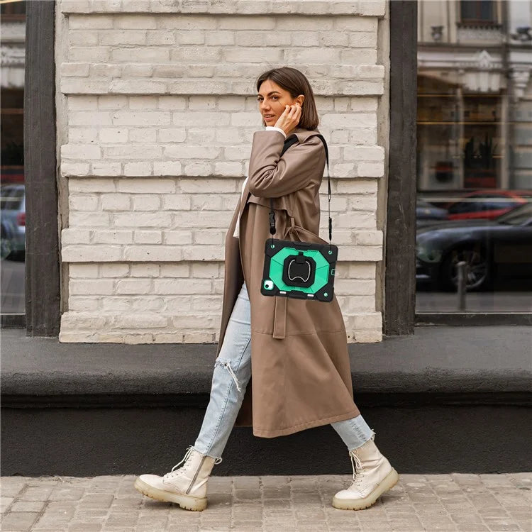 C3 for iPad Air 13 (2024) Case with Shoulder Strap Silicone+PC Kickstand Tablet Cover