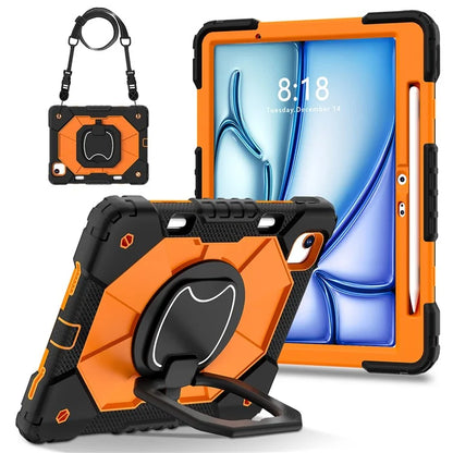 C3 for iPad Air 13 (2024) Case with Shoulder Strap Silicone+PC Kickstand Tablet Cover