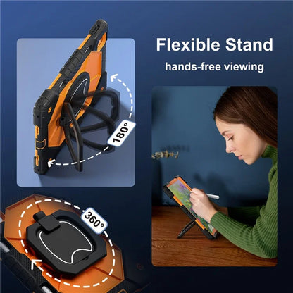 C3 for iPad Air 13 (2024) Case with Shoulder Strap Silicone+PC Kickstand Tablet Cover