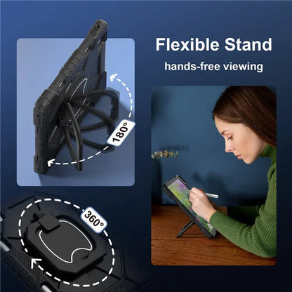 C3 for iPad Air 13 (2024) Case with Shoulder Strap Silicone+PC Kickstand Tablet Cover