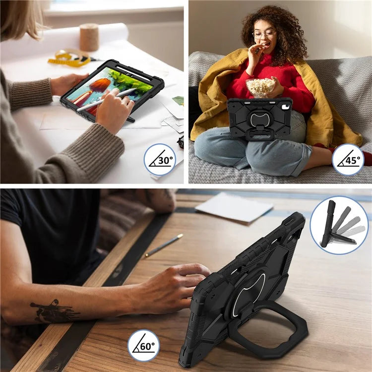 C3 for iPad Air 13 (2024) Case with Shoulder Strap Silicone+PC Kickstand Tablet Cover