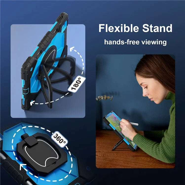 C3 for iPad Air 13 (2024) Case with Shoulder Strap Silicone+PC Kickstand Tablet Cover