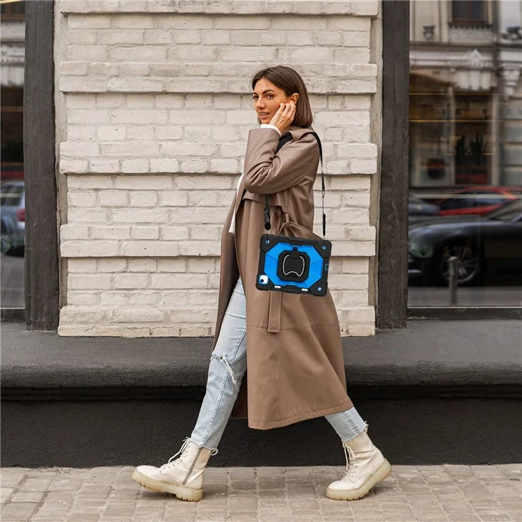 C3 for iPad Air 13 (2024) Case with Shoulder Strap Silicone+PC Kickstand Tablet Cover