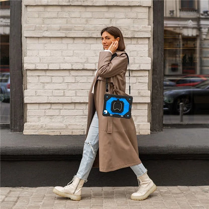 C3 for iPad Air 13 (2024) Case with Shoulder Strap Silicone+PC Kickstand Tablet Cover