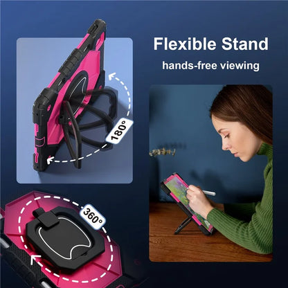 C3 for iPad Air 13 (2024) Case with Shoulder Strap Silicone+PC Kickstand Tablet Cover