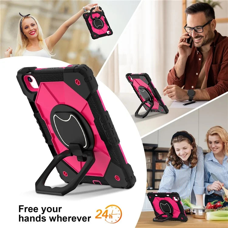C3 for iPad Air 13 (2024) Case with Shoulder Strap Silicone+PC Kickstand Tablet Cover