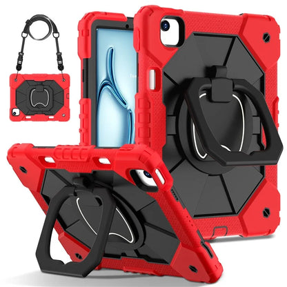 C3 for iPad Air 13 (2024) Case with Shoulder Strap Silicone+PC Kickstand Tablet Cover