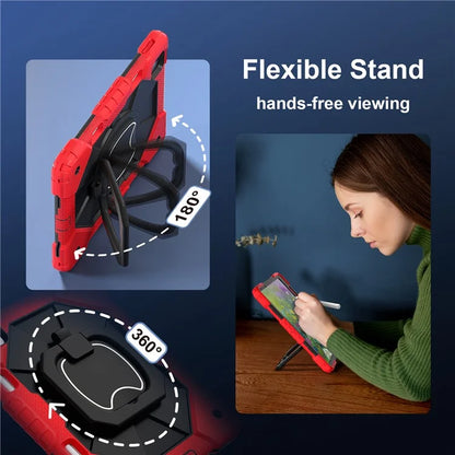 C3 for iPad Air 13 (2024) Case with Shoulder Strap Silicone+PC Kickstand Tablet Cover