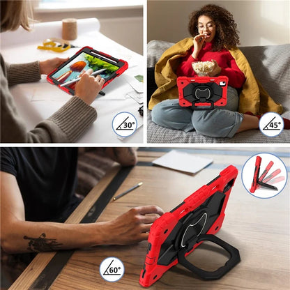 C3 for iPad Air 13 (2024) Case with Shoulder Strap Silicone+PC Kickstand Tablet Cover