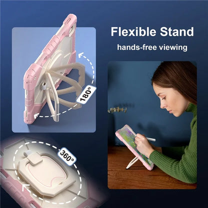 C3 for iPad Air 13 (2024) Case with Shoulder Strap Silicone+PC Kickstand Tablet Cover