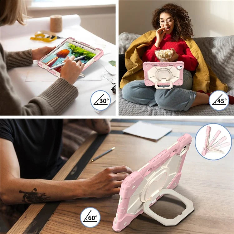 C3 for iPad Air 13 (2024) Case with Shoulder Strap Silicone+PC Kickstand Tablet Cover