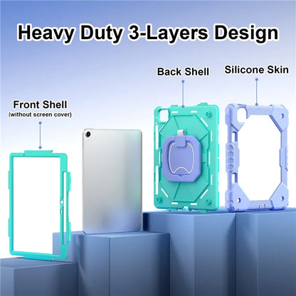C3 for iPad Air 13 (2024) Case with Shoulder Strap Silicone+PC Kickstand Tablet Cover