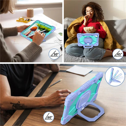 C3 for iPad Air 13 (2024) Case with Shoulder Strap Silicone+PC Kickstand Tablet Cover