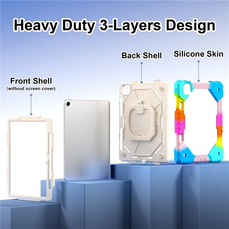 C3 for iPad Air 13 (2024) Case with Shoulder Strap Silicone+PC Kickstand Tablet Cover